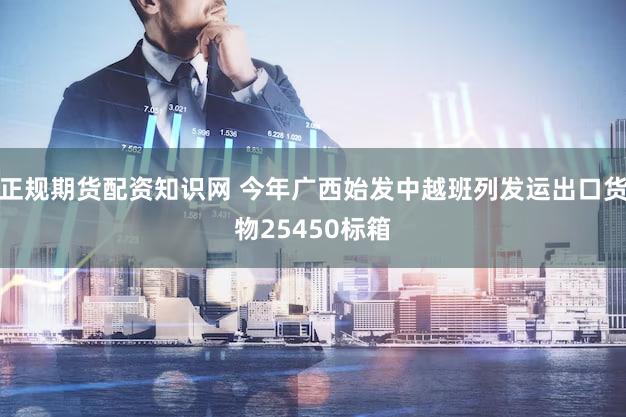 正规期货配资知识网 今年广西始发中越班列发运出口货物25450标箱