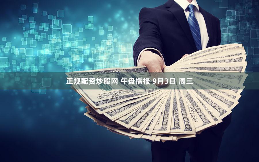 正规配资炒股网 午盘播报 9月3日 周三